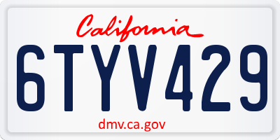 CA license plate 6TYV429