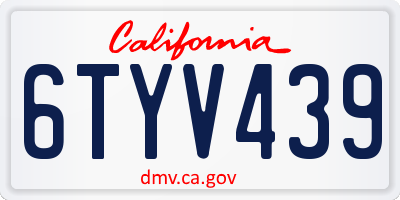 CA license plate 6TYV439