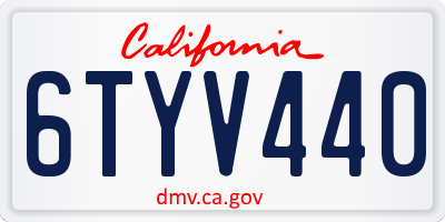 CA license plate 6TYV440