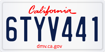 CA license plate 6TYV441