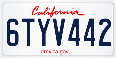 CA license plate 6TYV442