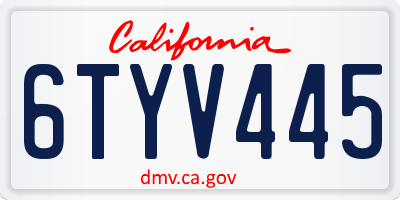 CA license plate 6TYV445