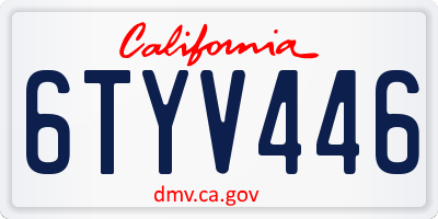 CA license plate 6TYV446
