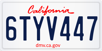 CA license plate 6TYV447