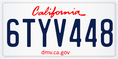 CA license plate 6TYV448