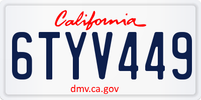 CA license plate 6TYV449