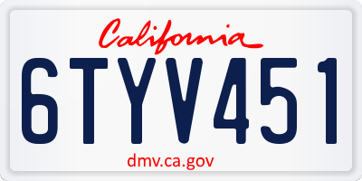 CA license plate 6TYV451