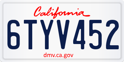 CA license plate 6TYV452