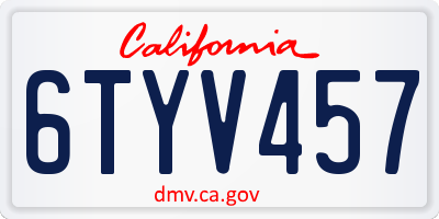 CA license plate 6TYV457