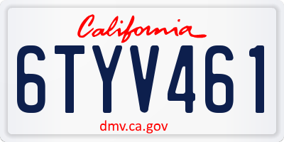 CA license plate 6TYV461
