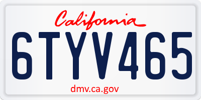 CA license plate 6TYV465