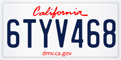 CA license plate 6TYV468