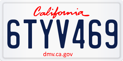CA license plate 6TYV469