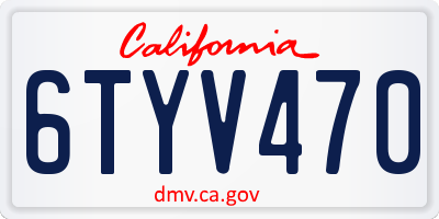CA license plate 6TYV470