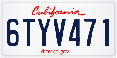 CA license plate 6TYV471
