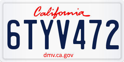 CA license plate 6TYV472