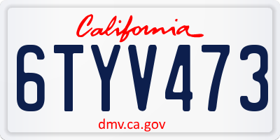 CA license plate 6TYV473