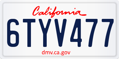 CA license plate 6TYV477