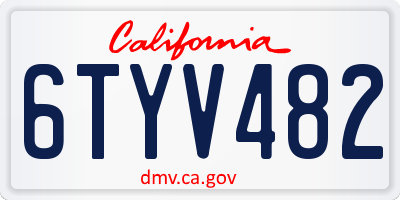 CA license plate 6TYV482
