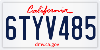 CA license plate 6TYV485