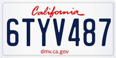 CA license plate 6TYV487