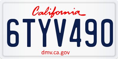 CA license plate 6TYV490