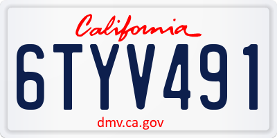 CA license plate 6TYV491