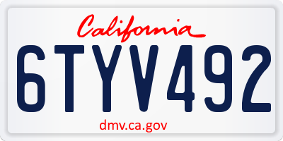 CA license plate 6TYV492
