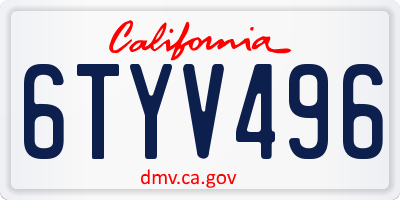 CA license plate 6TYV496