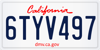 CA license plate 6TYV497