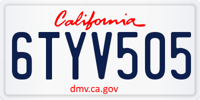 CA license plate 6TYV505