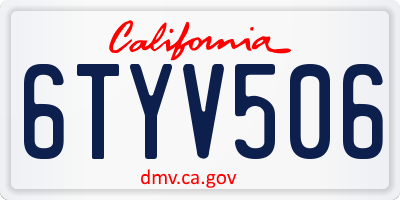CA license plate 6TYV506