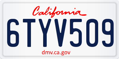 CA license plate 6TYV509