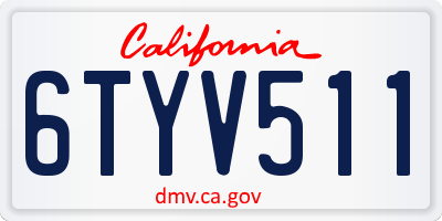 CA license plate 6TYV511