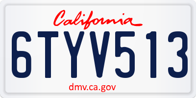 CA license plate 6TYV513