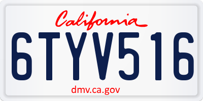 CA license plate 6TYV516