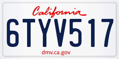 CA license plate 6TYV517