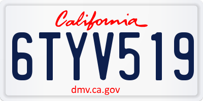 CA license plate 6TYV519