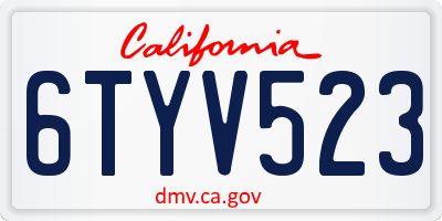 CA license plate 6TYV523