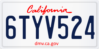 CA license plate 6TYV524