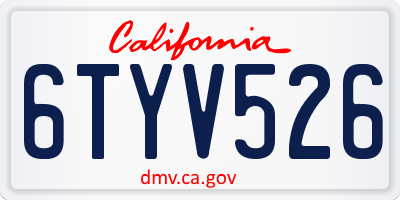 CA license plate 6TYV526