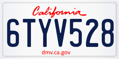 CA license plate 6TYV528
