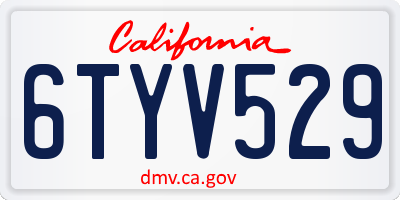 CA license plate 6TYV529