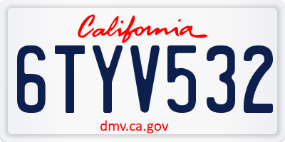 CA license plate 6TYV532