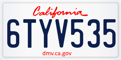 CA license plate 6TYV535