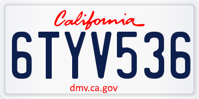 CA license plate 6TYV536
