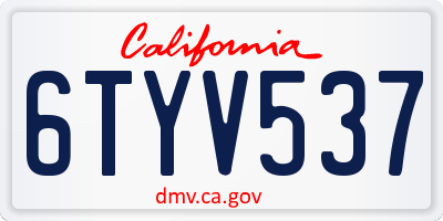 CA license plate 6TYV537