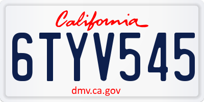 CA license plate 6TYV545