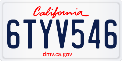 CA license plate 6TYV546