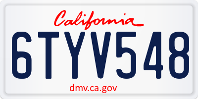 CA license plate 6TYV548